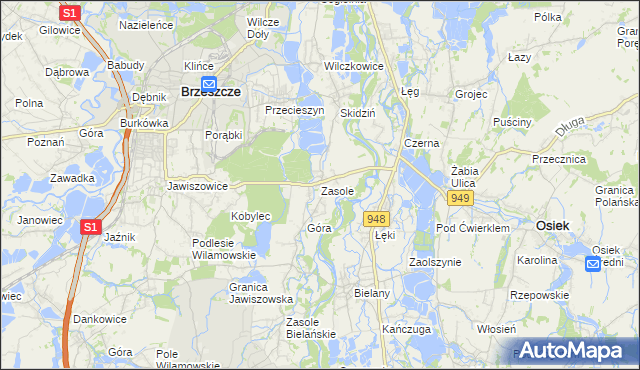 mapa Zasole, Zasole na mapie Targeo