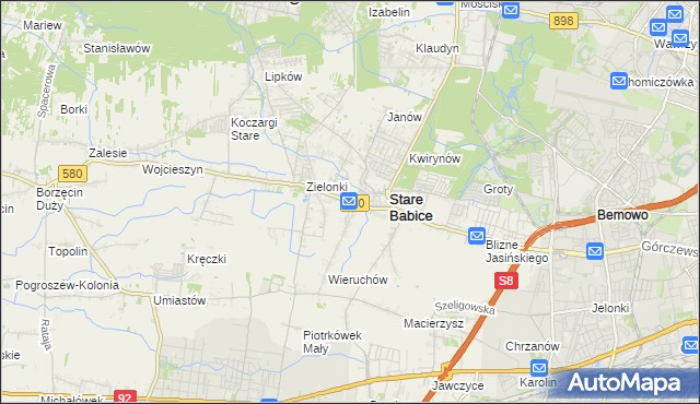 mapa Zielonki-Parcela, Zielonki-Parcela na mapie Targeo