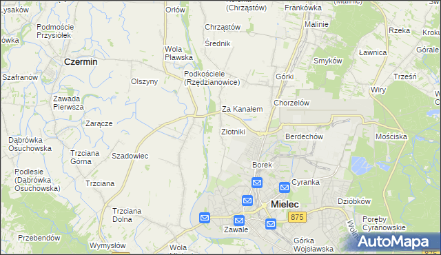 mapa Złotniki gmina Mielec, Złotniki gmina Mielec na mapie Targeo