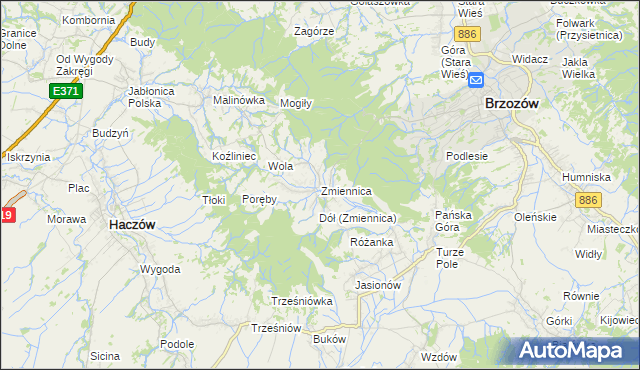 mapa Zmiennica, Zmiennica na mapie Targeo