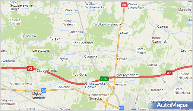 mapa Żuków gmina Mińsk Mazowiecki, Żuków gmina Mińsk Mazowiecki na mapie Targeo