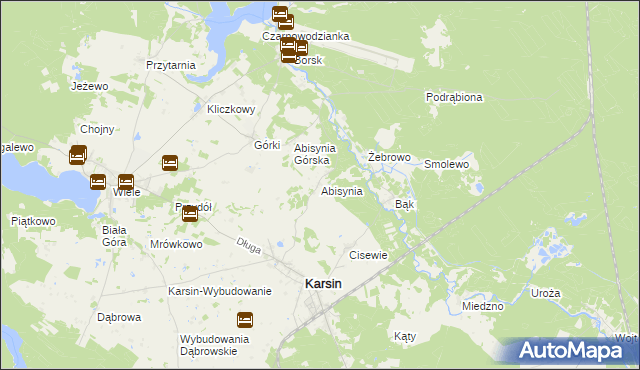 mapa Abisynia gmina Karsin, Abisynia gmina Karsin na mapie Targeo