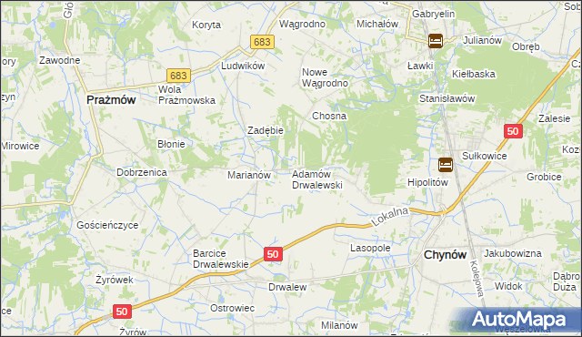 mapa Adamów Drwalewski, Adamów Drwalewski na mapie Targeo