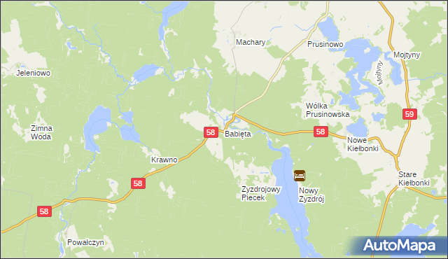 mapa Babięta, Babięta na mapie Targeo