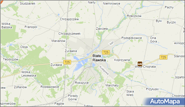 mapa Biała Rawska, Biała Rawska na mapie Targeo