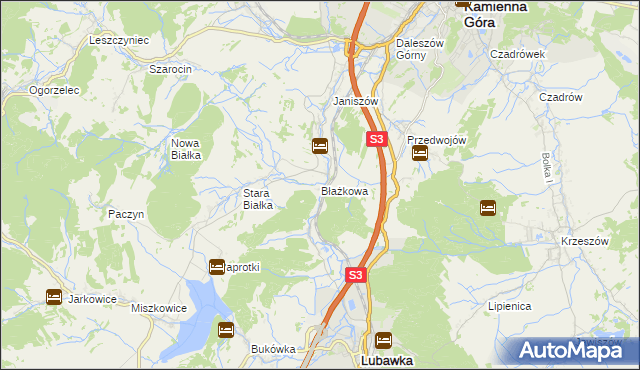 mapa Błażkowa gmina Lubawka, Błażkowa gmina Lubawka na mapie Targeo