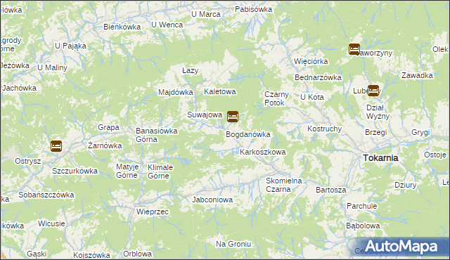 mapa Bogdanówka gmina Tokarnia, Bogdanówka gmina Tokarnia na mapie Targeo