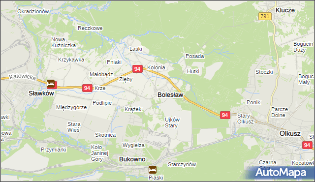 mapa Bolesław powiat olkuski, Bolesław powiat olkuski na mapie Targeo