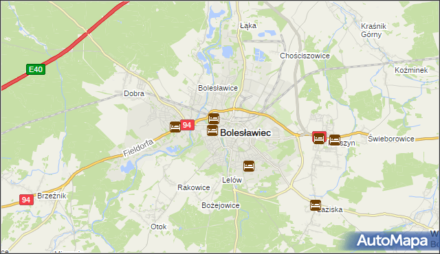 mapa Bolesławca, Bolesławiec na mapie Targeo