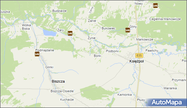 mapa Borki gmina Księżpol, Borki gmina Księżpol na mapie Targeo