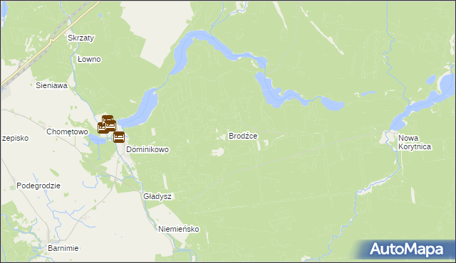 mapa Brodźce gmina Drawno, Brodźce gmina Drawno na mapie Targeo