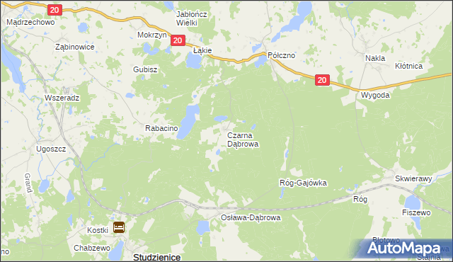 mapa Czarna Dąbrowa, Czarna Dąbrowa na mapie Targeo