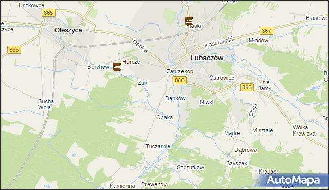 mapa Dąbków, Dąbków na mapie Targeo