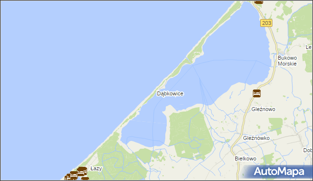 mapa Dąbkowice gmina Darłowo, Dąbkowice gmina Darłowo na mapie Targeo