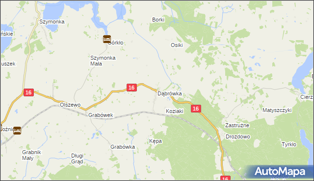 mapa Dąbrówka gmina Orzysz, Dąbrówka gmina Orzysz na mapie Targeo