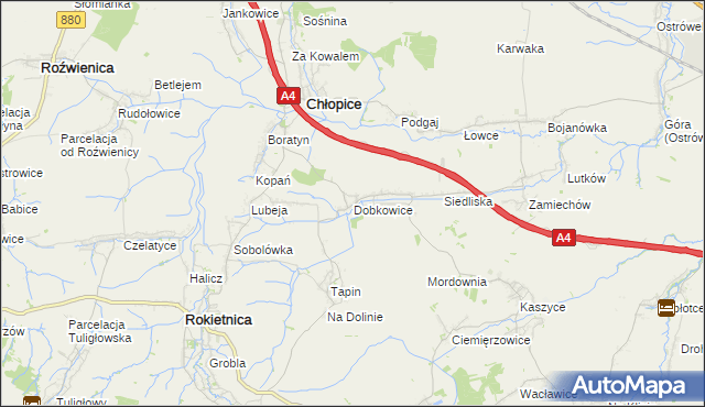 mapa Dobkowice gmina Chłopice, Dobkowice gmina Chłopice na mapie Targeo