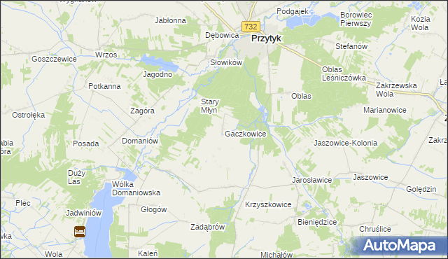 mapa Gaczkowice, Gaczkowice na mapie Targeo