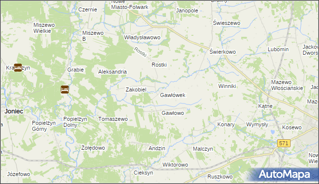mapa Gawłówek gmina Nowe Miasto, Gawłówek gmina Nowe Miasto na mapie Targeo
