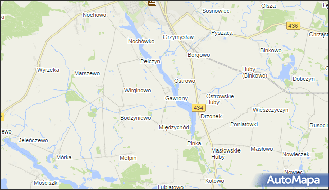 mapa Gawrony gmina Dolsk, Gawrony gmina Dolsk na mapie Targeo