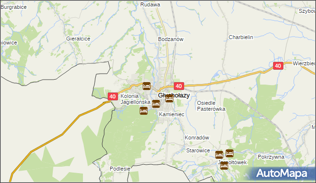 mapa Głuchołazy, Głuchołazy na mapie Targeo