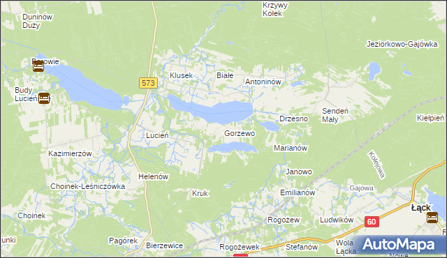 mapa Gorzewo gmina Gostynin, Gorzewo gmina Gostynin na mapie Targeo