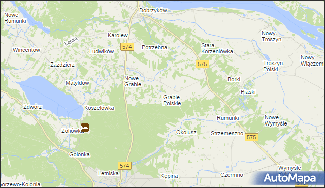 mapa Grabie Polskie, Grabie Polskie na mapie Targeo