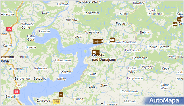 mapa Gródek nad Dunajcem, Gródek nad Dunajcem na mapie Targeo