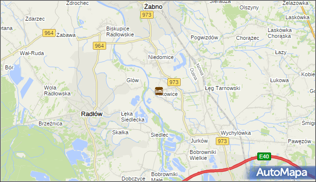 mapa Ilkowice gmina Żabno, Ilkowice gmina Żabno na mapie Targeo