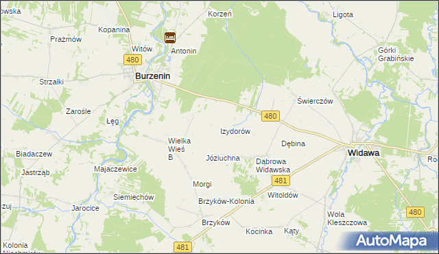 mapa Izydorów, Izydorów na mapie Targeo