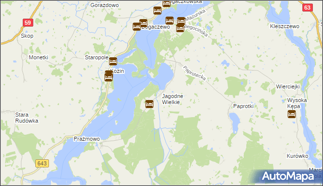 mapa Jagodne Wielkie, Jagodne Wielkie na mapie Targeo
