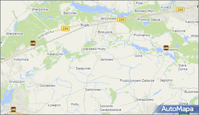mapa Jankowo gmina Pobiedziska, Jankowo gmina Pobiedziska na mapie Targeo