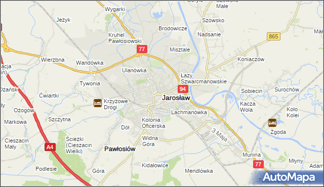 mapa Jarosławia, Jarosław na mapie Targeo