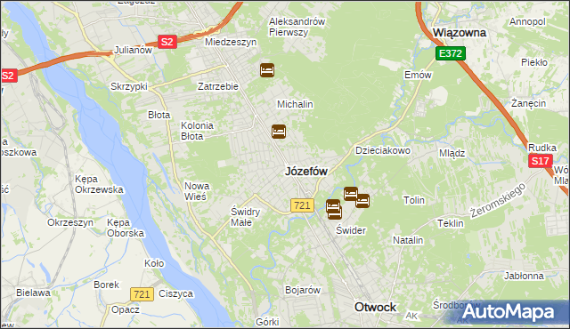 mapa Józefów powiat otwocki, Józefów powiat otwocki na mapie Targeo