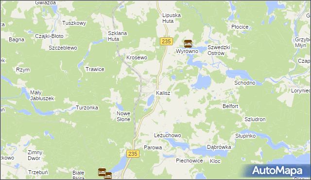 mapa Kalisz gmina Dziemiany, Kalisz gmina Dziemiany na mapie Targeo