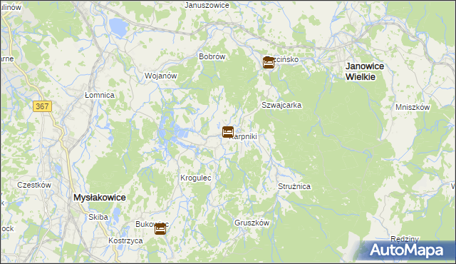 mapa Karpniki gmina Mysłakowice, Karpniki gmina Mysłakowice na mapie Targeo