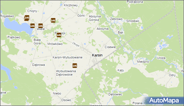 mapa Karsin powiat kościerski, Karsin powiat kościerski na mapie Targeo