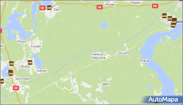 mapa Karwica Mazurska, Karwica Mazurska na mapie Targeo