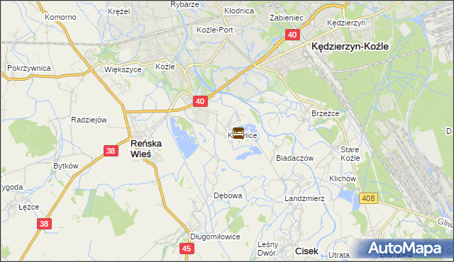 mapa Kobylice gmina Cisek, Kobylice gmina Cisek na mapie Targeo