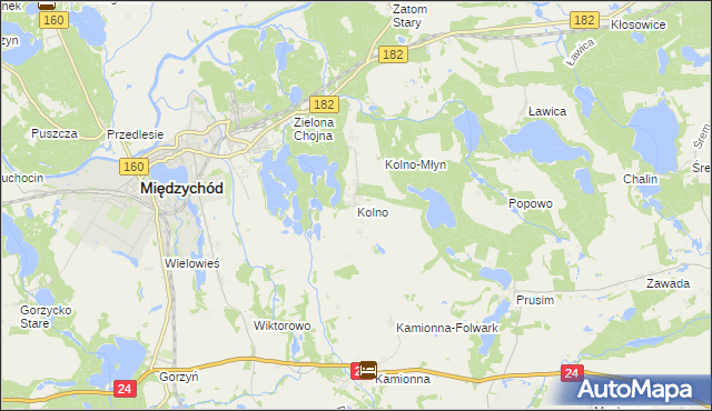 mapa Kolno gmina Międzychód, Kolno gmina Międzychód na mapie Targeo