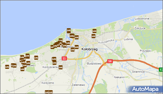 mapa Kołobrzegu, Kołobrzeg na mapie Targeo
