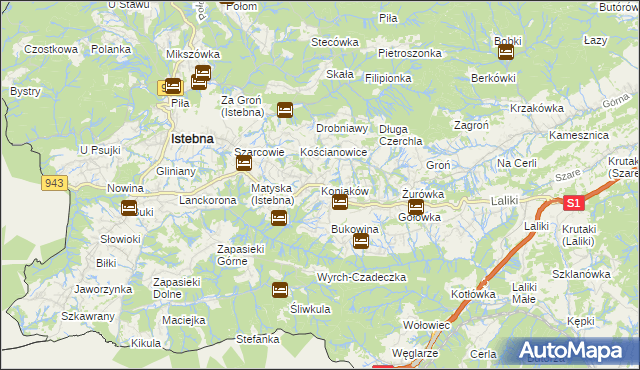 mapa Koniaków, Koniaków na mapie Targeo
