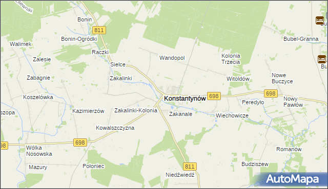 mapa Konstantynów powiat bialski, Konstantynów powiat bialski na mapie Targeo