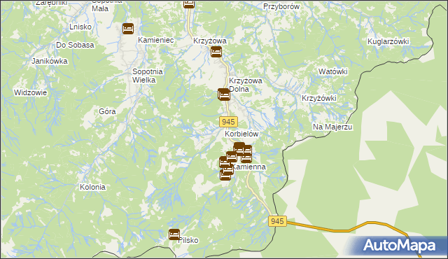 mapa Korbielów, Korbielów na mapie Targeo