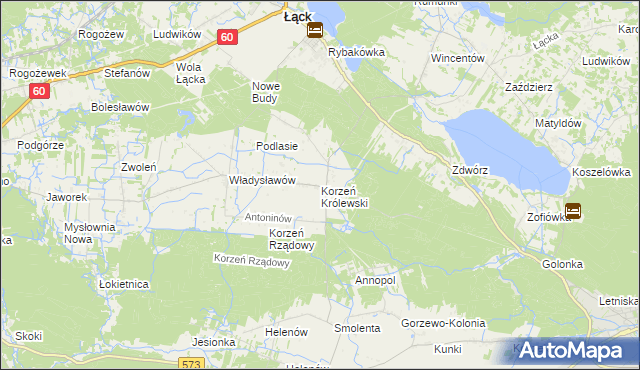 mapa Korzeń Królewski, Korzeń Królewski na mapie Targeo