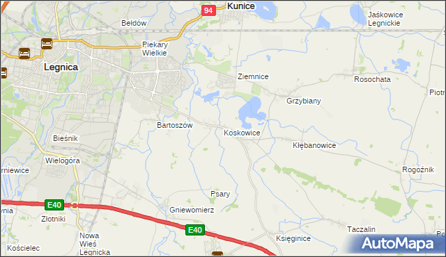 mapa Koskowice, Koskowice na mapie Targeo