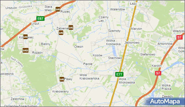 mapa Kosów gmina Lesznowola, Kosów gmina Lesznowola na mapie Targeo