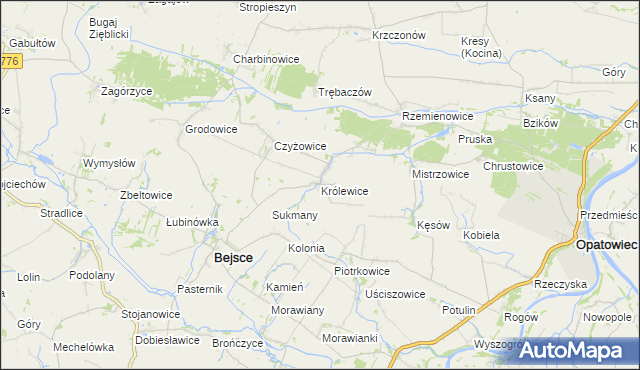 mapa Królewice gmina Bejsce, Królewice gmina Bejsce na mapie Targeo