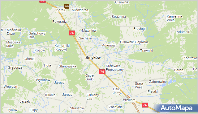 mapa Królewiec gmina Smyków, Królewiec gmina Smyków na mapie Targeo