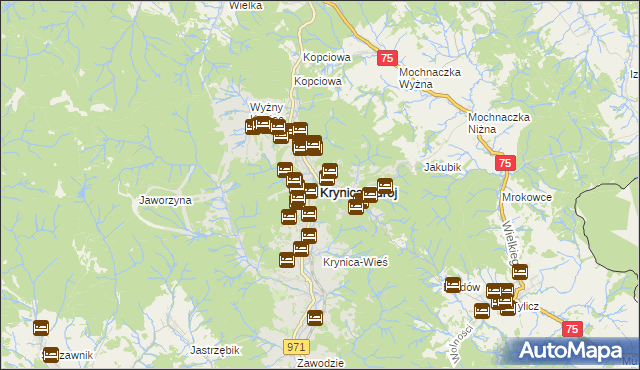 mapa Krynica-Zdrój, Krynica-Zdrój na mapie Targeo