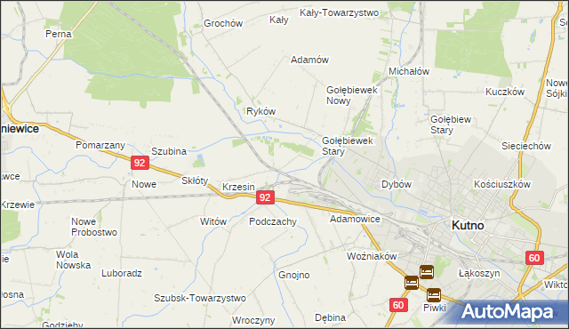 mapa Krzesinówek, Krzesinówek na mapie Targeo